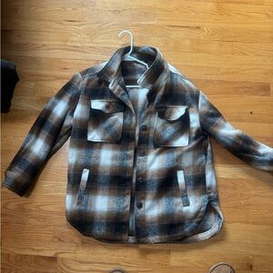 Plaid Button-Up Jacket